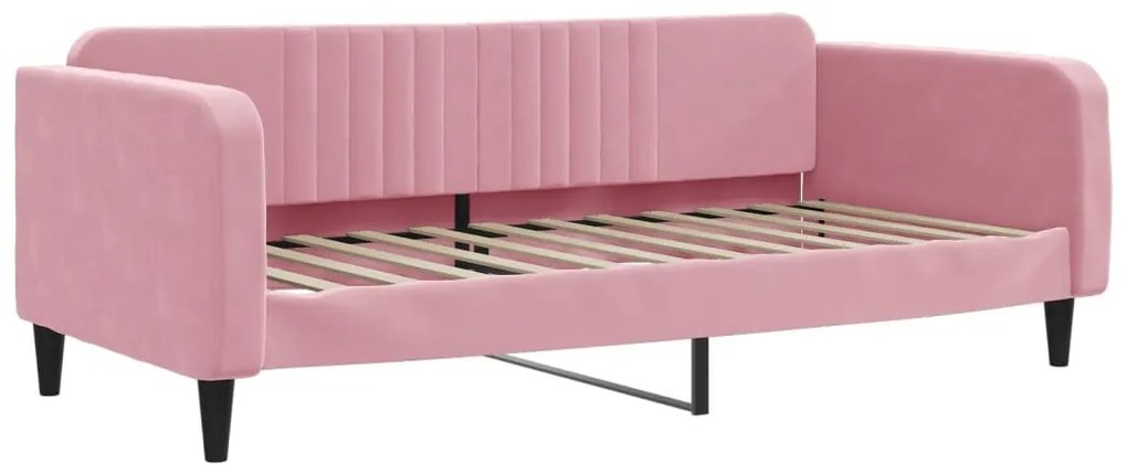 Sofá-cama com colchão 100x200 cm veludo rosa