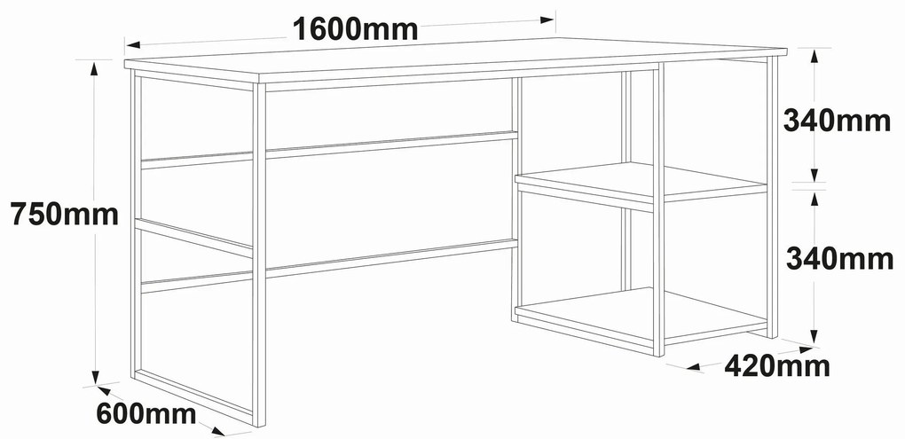 Secretária VG28 – Atlantic Pine – 160x75x60 cm