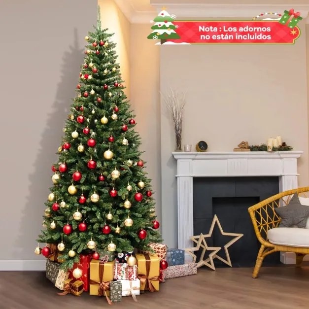 Árvore de Natal artificial pré-iluminada de 240 cm Ângulo de 270° com 1137 ramos 360 luzes LED Base metálica Decoração festiva para casa Verde