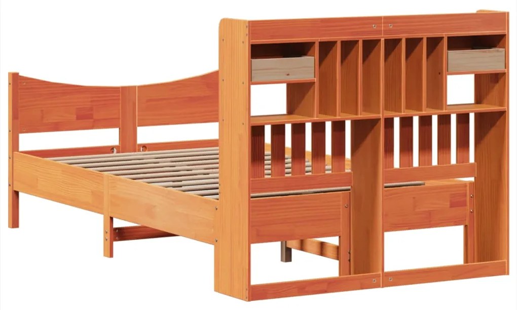Cama sem colchão 120x190 cm madeira pinho maciça castanho-mel