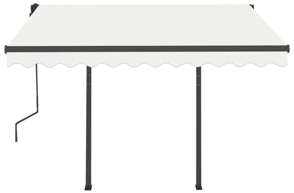 Toldo retrátil manual com LED 3,5x2,5 m cor creme