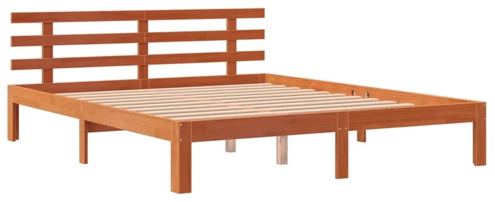 Cama sem colchão 160x200 cm madeira pinho maciço castanho-mel