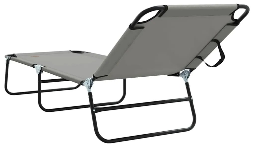 Espreguiçadeira Dobrável 2 pcs Cinza em tecido Oxford 600D