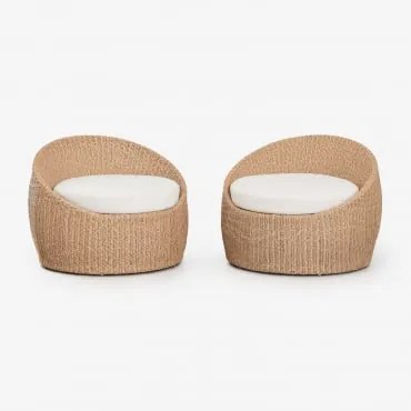 Pack De 2 Poltronas De Jardim Em Rattan Sintético Clarnyx Natural - Sklum