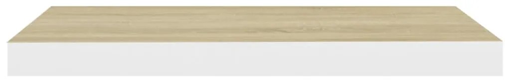 Prateleira parede suspensa 60x23,5x3,8 cm MDF carvalho e branco