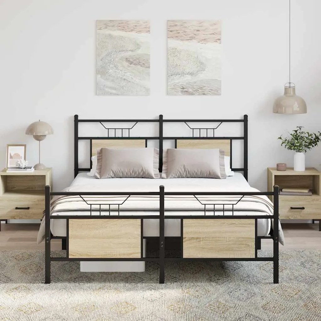 Estrutura cama s/ colchão derivados de madeira carvalho sonoma