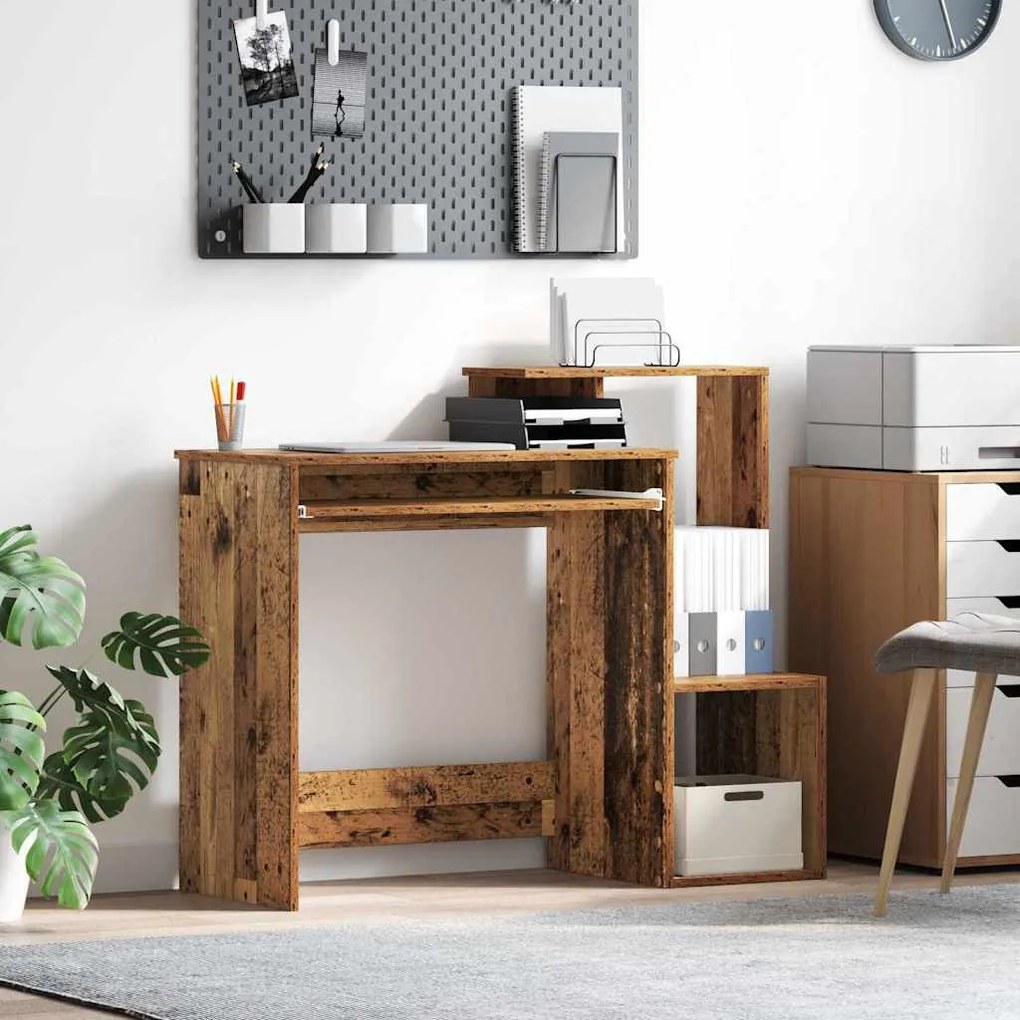 Mesa de Computador Castanha Madeira Antiga Madeira Engenheirada
