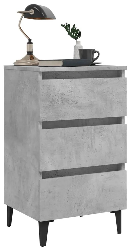 Mesa cabeceira c/ pernas de metal 40x35x69 cm cinzento cimento