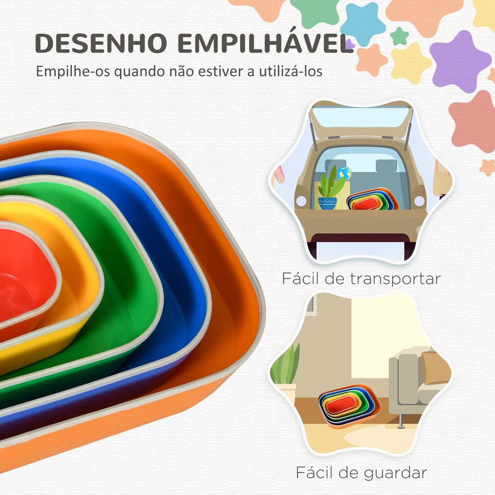 Jogo de Equilíbrio para Crianças de 3-8 Anos Conjunto de 5 Degraus para Treino de Equilíbrio 36x27,5x31 cm Multicor
