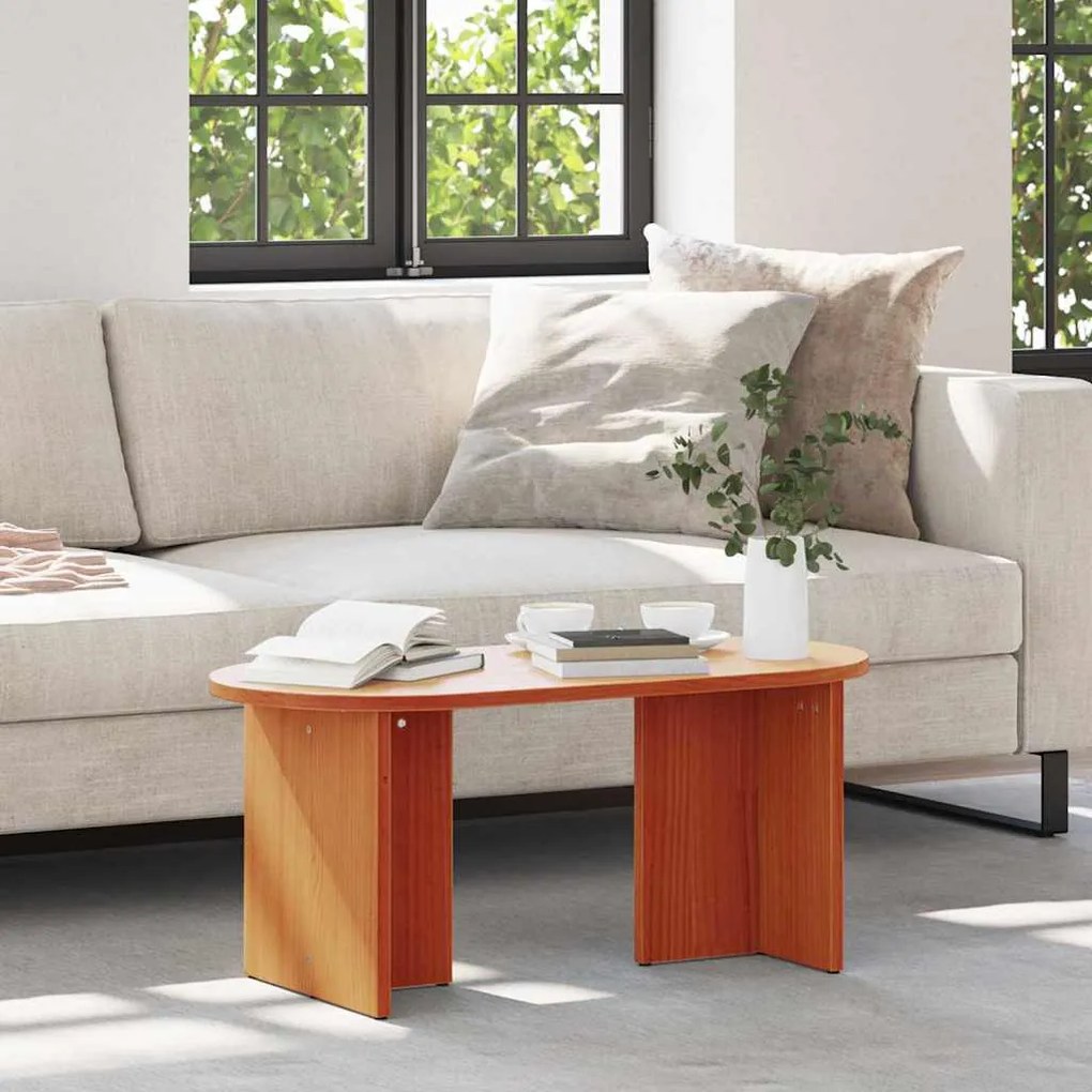 vidaXL Mesa de centro Marrom Cera 80 x 39,5 x 35 cm