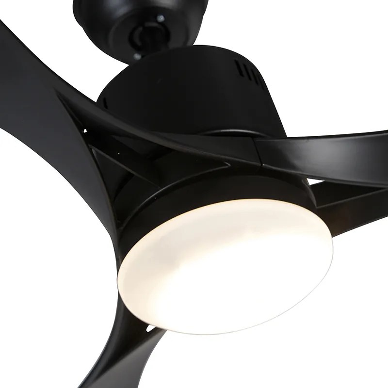 Ventilador de teto preto com LED e controle remoto - Kolm Moderno