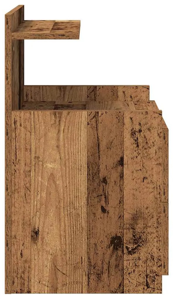 Mesa de cabeceira com 2 gavetas madeira antiga 40x36,5x62 cm
