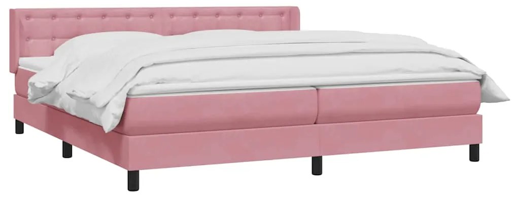 Cama com molas colchão 200x210 cm veludo rosa