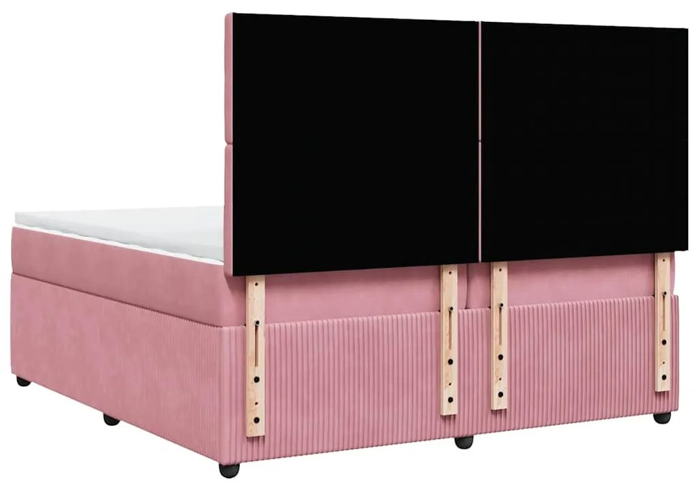 Cama com molas/colchão 200x200 cm veludo rosa