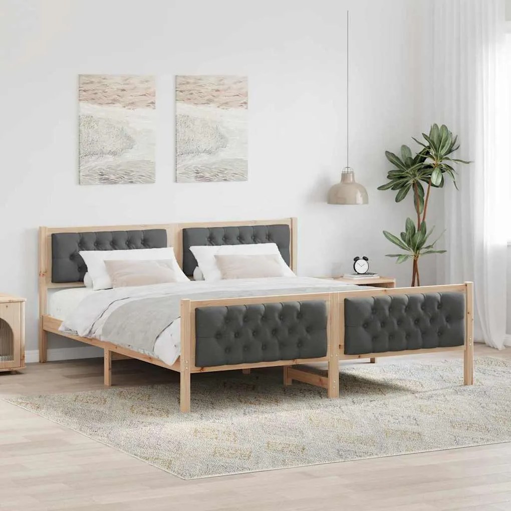 vidaXL Estrutura da Cama com cabeceira Cinza Escuro 160 x 200 cm