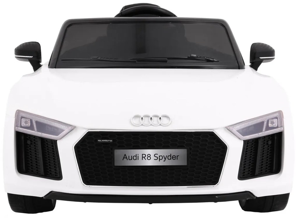 Carro elétrico para Crianças 12V AUDI R8 Spyder RS Rodas EVA, Assento de couro Branco