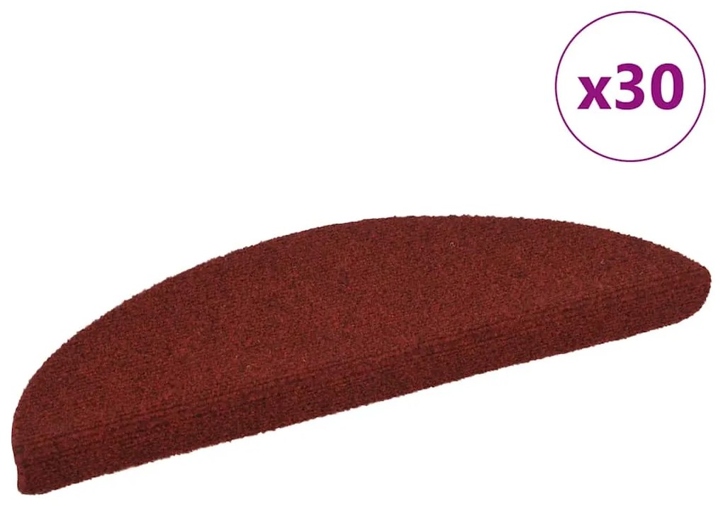 Tapetes de escada adesivos 30 pcs 56x17x3 cm vermelho
