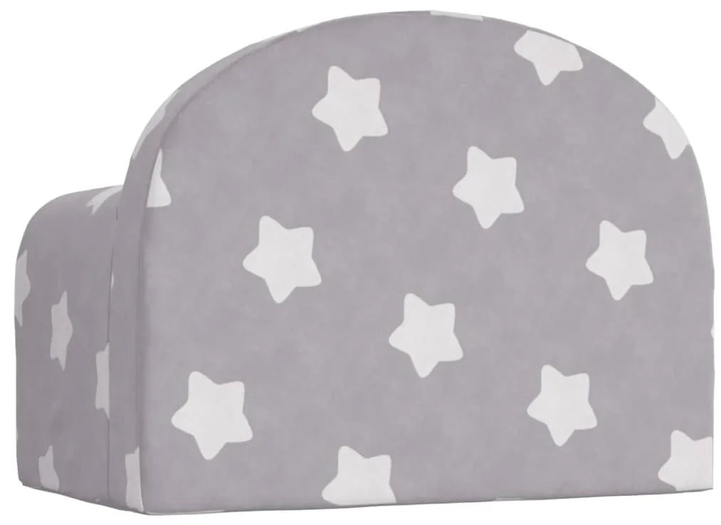 Sofá infantil c/ estrelas pelúcia macia cinzento-claro
