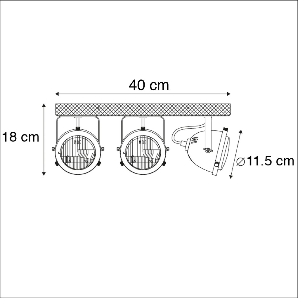 Spot industrial em aço com madeira basculante 3-light - Emado Industrial