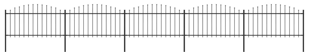 Cerca de jardim com topo em lanças (1,25-1,5)x8,5 m aço preto