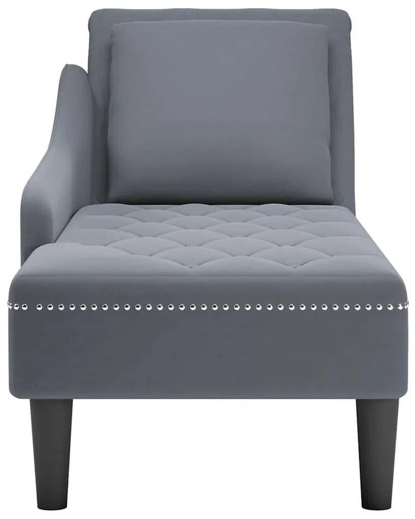 Chaise lounge c/ almofada/apoio de braços direito veludo