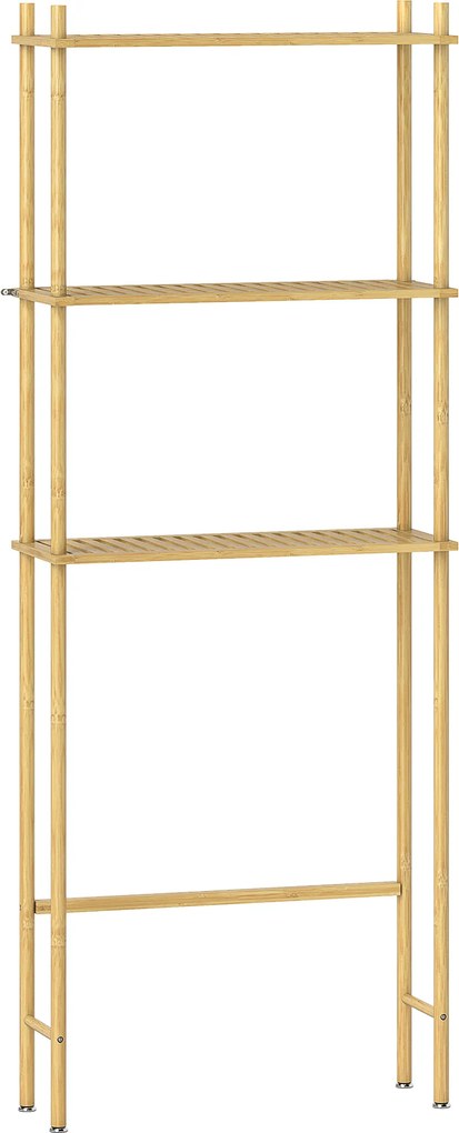 HOMCOM Prateleira para vaso sanitário 3 níveis Estante de banheiro, economiza espaço Madeira natural 69 x 25,5 x 181 cm | Aosom Portugal