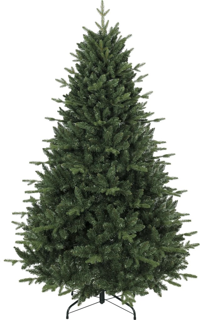 HOMCOM Árvore de Natal artificial com aspeto real, pinheiro com 1237 pontas moldadas e suporte metálico 180 cm verde | Aosom Portugal