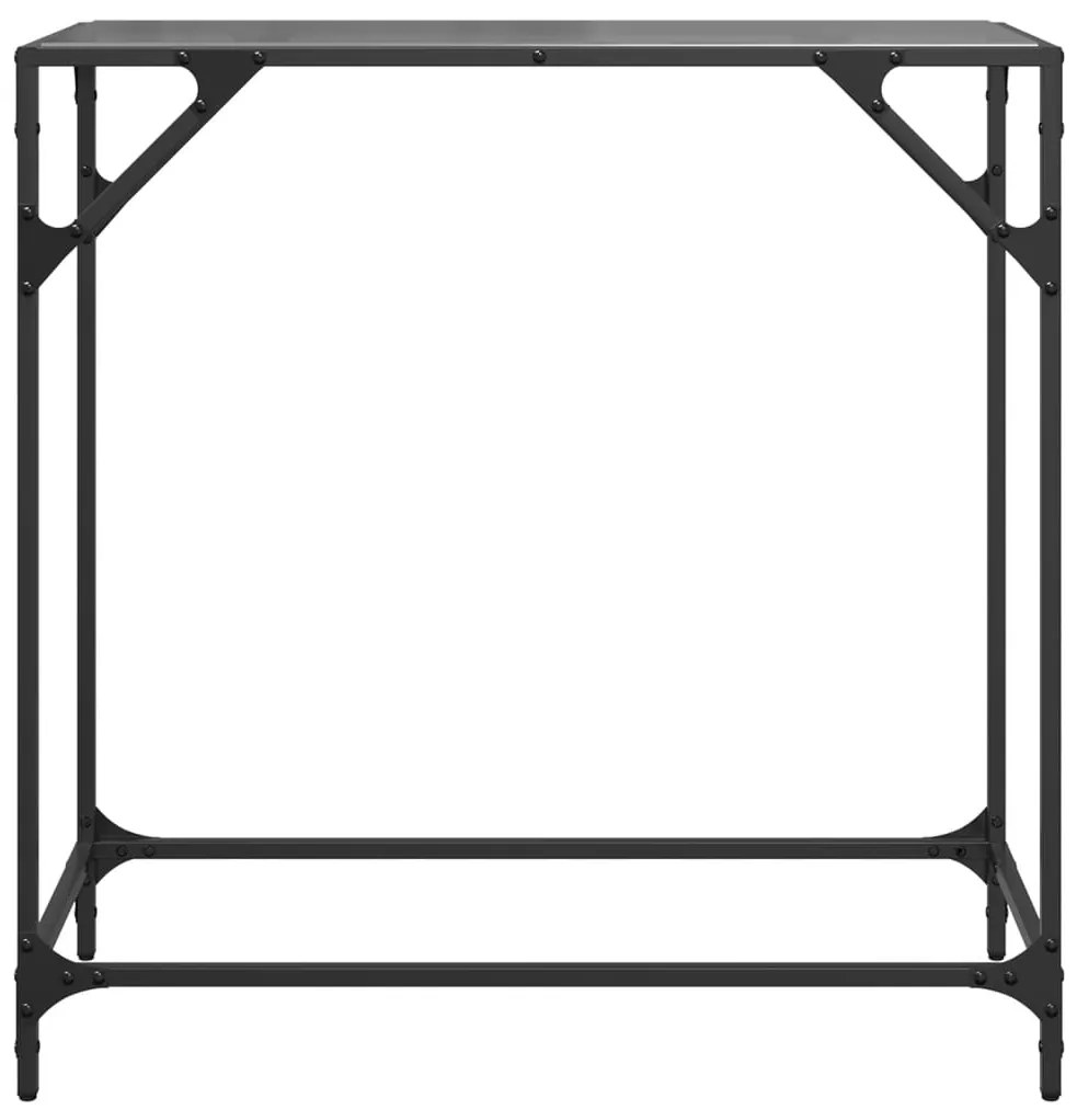 Mesa de centro com tampo em vidro preto 80x35x81 cm aço