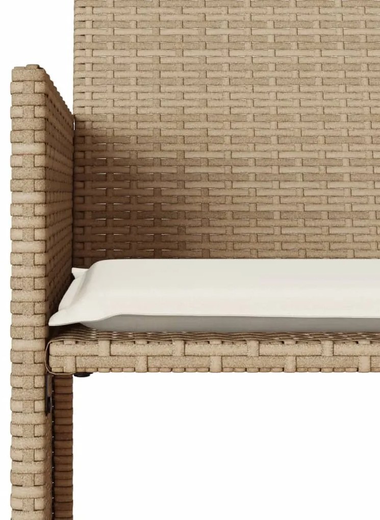 Sofá de jardim de 2 lugares com mesa e bancos vime PE bege