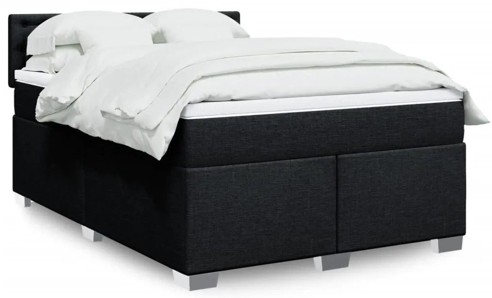 Cama com molas/colchão 140x200 cm tecido preto
