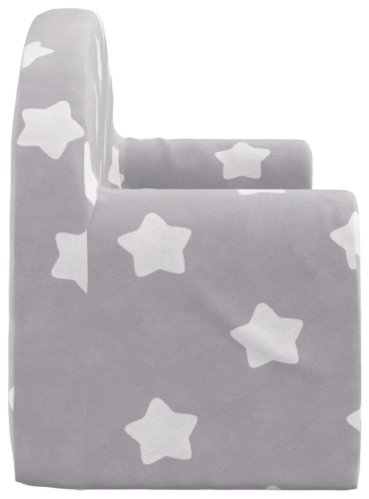 Sofá-cama infantil 2 lugares c/ estrelas pelúcia cinzento-claro