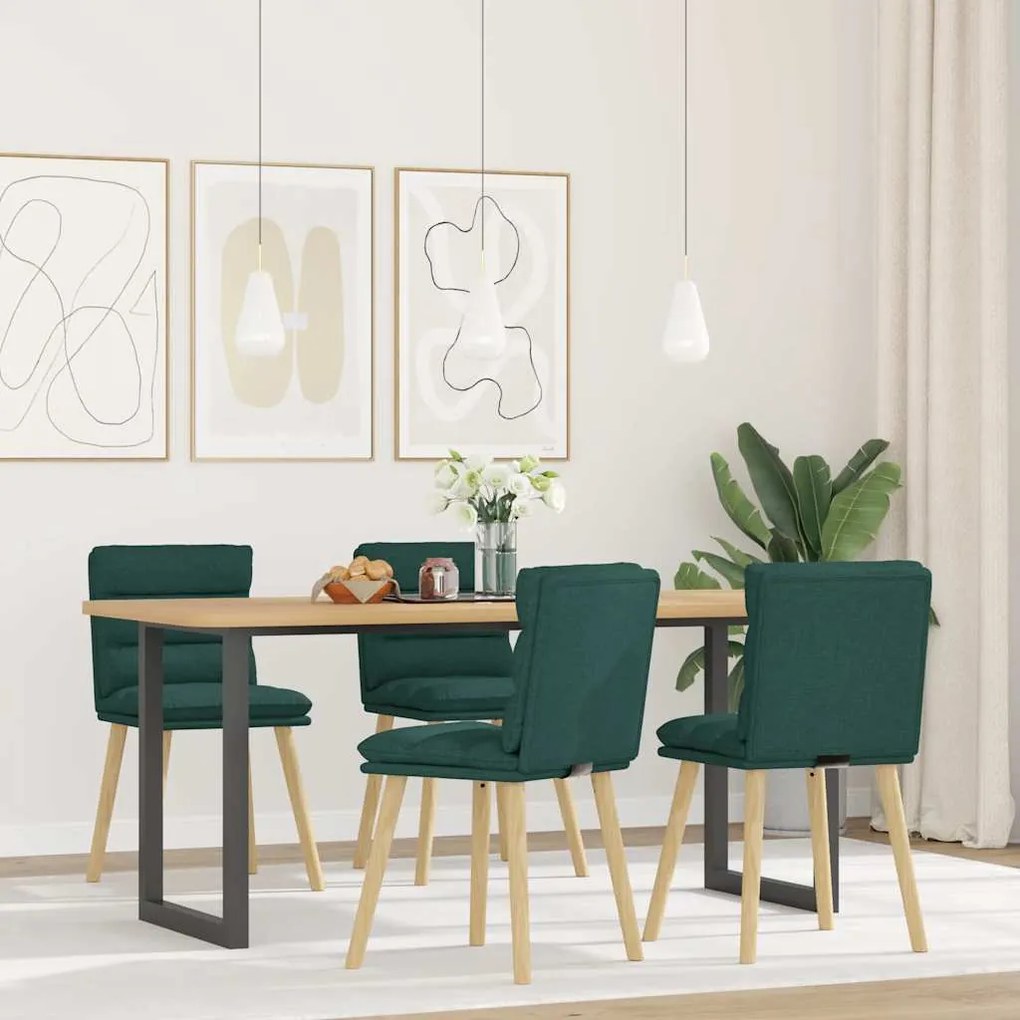 Cadeiras de jantar 4 pcs tecido verde escuro