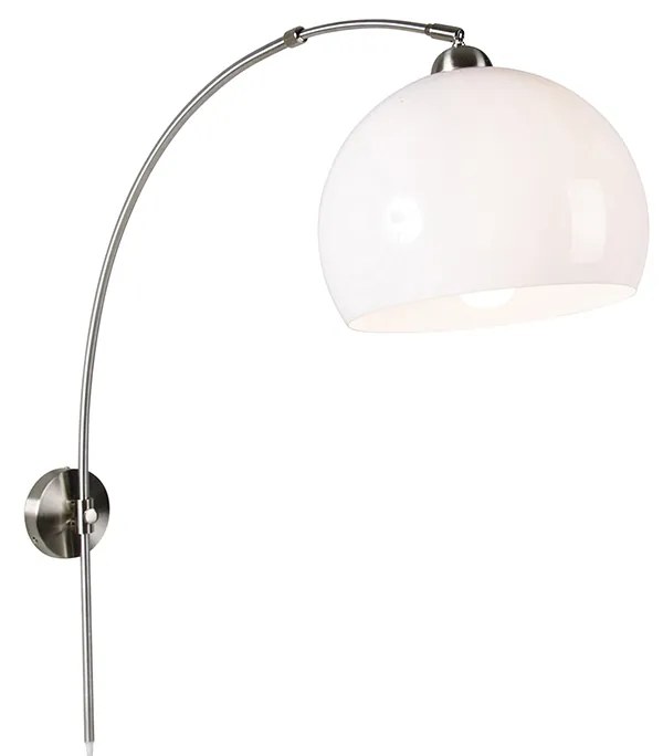 Candeeiro de Arco de Parede Inteligente Aço com Abajur Branco incl. WiFi G125 - Bow