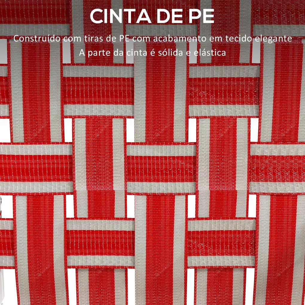 Conjunto de 2 Cadeiras de Campismo Dobráveis com Apoios de Braço Capacidade 120 kg para Terraço 57x57x94 cm Vermelho