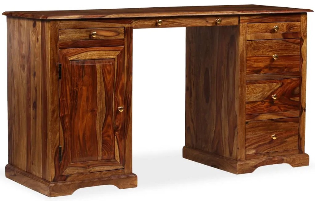 vidaXL Secretária estilo pedestal madeira acácia maciça 140x50x76 cm