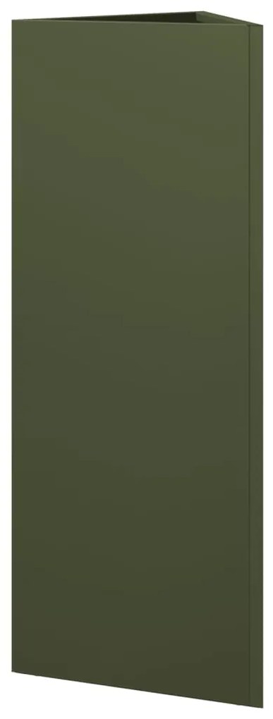 Vaso/floreira triangular 2 pcs 30x26x75 cm aço verde-azeitona