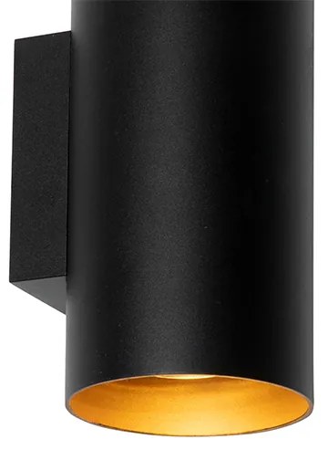 LED Candeeiro de Parede Inteligente Preto com Dourado 2 Luzes com Wi-Fi GU10 - Sab Design