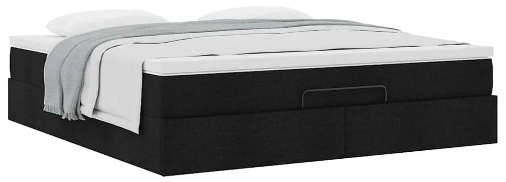Estrutura de cama otomana com colchão 160x200 cm tecido preto