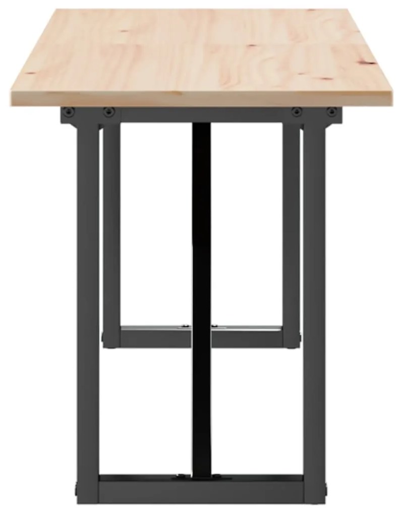 Mesa de centro estrutura em O 160x40x45cm pinho e aço