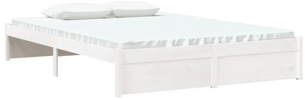 Estrutura de cama casal 135x190 cm madeira maciça branco