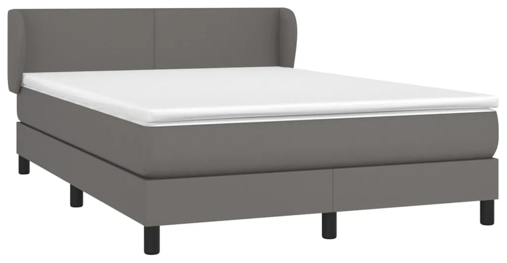 Cama com molas/colchão 140x200 cm couro artificial cinzento