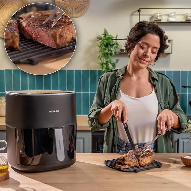 Fritadeira Airfryer Cecofry&Grill Duoheat 6500 com dupla resistência para um dourado perfeito e um sabor a grelhado nas carnes, 6,5 litros de capacida