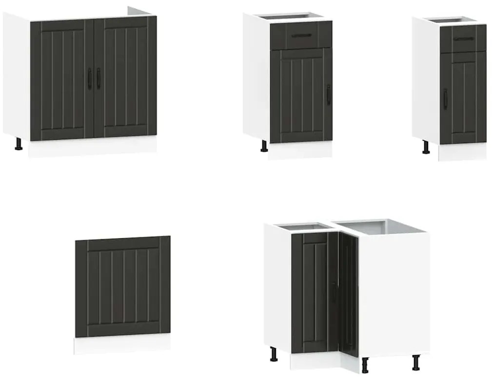 11 peças armário de cozinha conjunto Kalmar preto