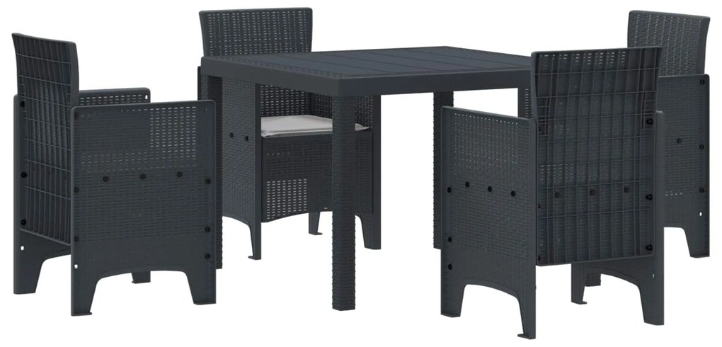 vidaXL Conjunto de Jantar para Jardim 5 pcs Antracite Polipropileno