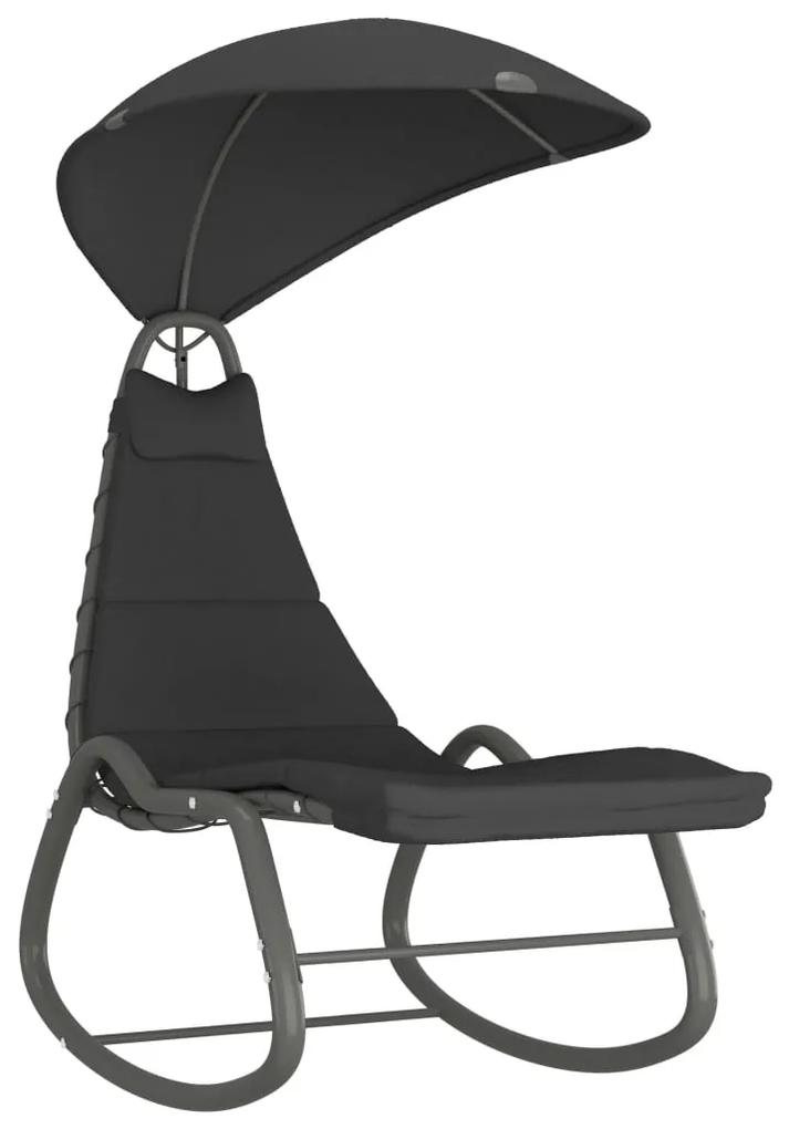 48113 vidaXL Cadeira de baloiço para jardim 160x80x195 cm tecido preto