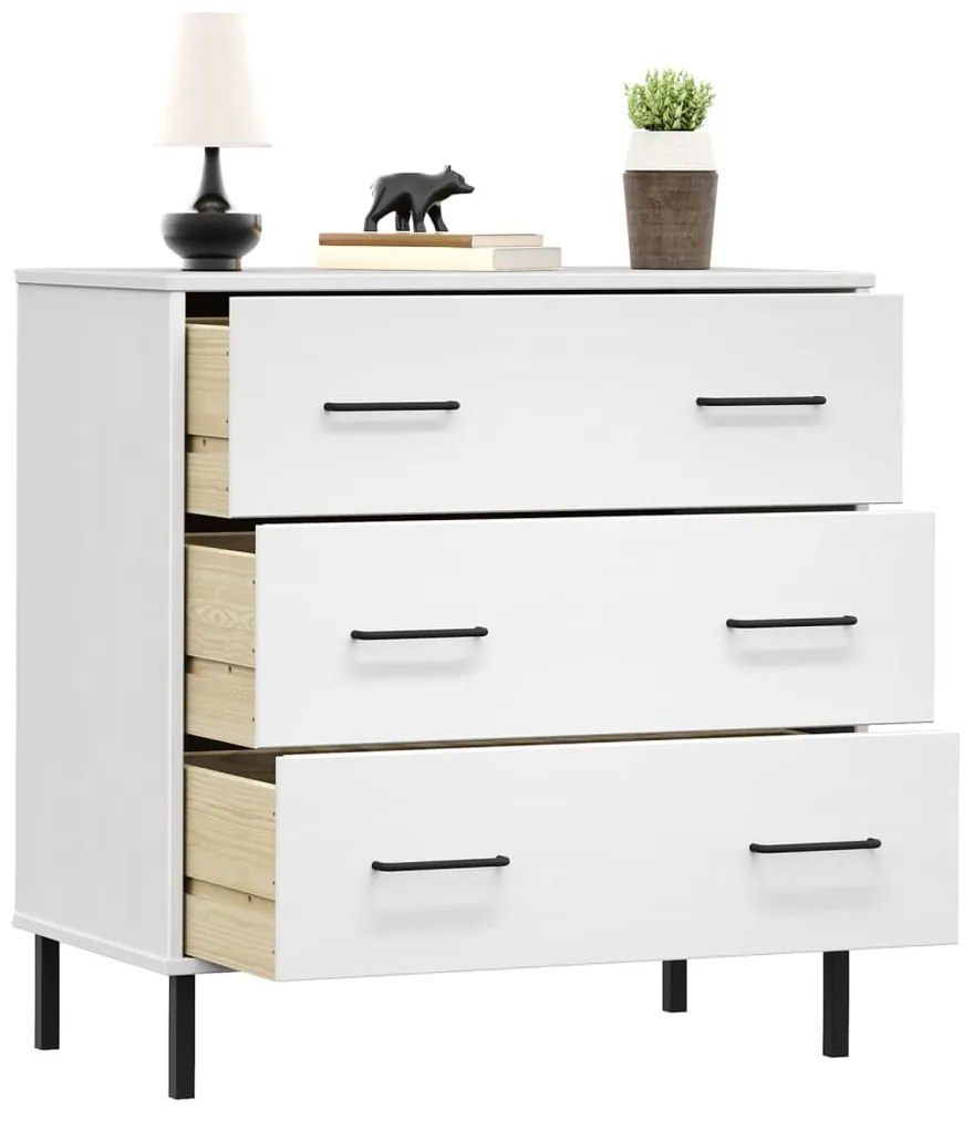 Aparador 3 gavetas 77x40x79,5 cm madeira maciça OSLO branco