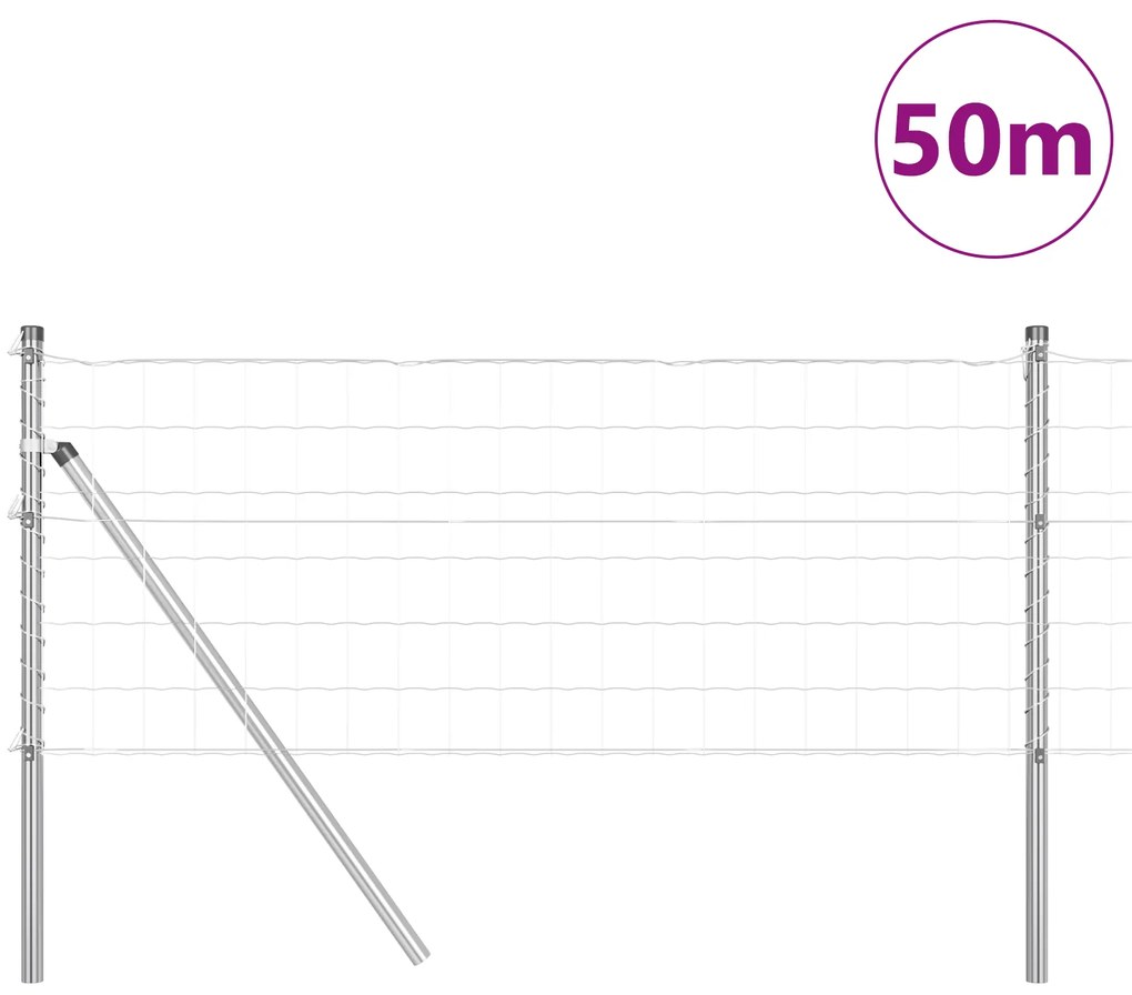 Cerca Euro com 13 Postes 0.6x50 m Aço Galvanizado