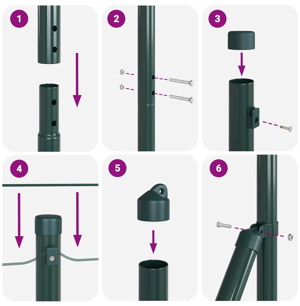 Cerca de Arame Soldado com 13 Postes Flangados Verde 1,6x25 m Aço