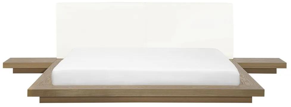 Cama de água de casal castanha clara em estilo oriental 160 x 200 cm ZEN Beliani