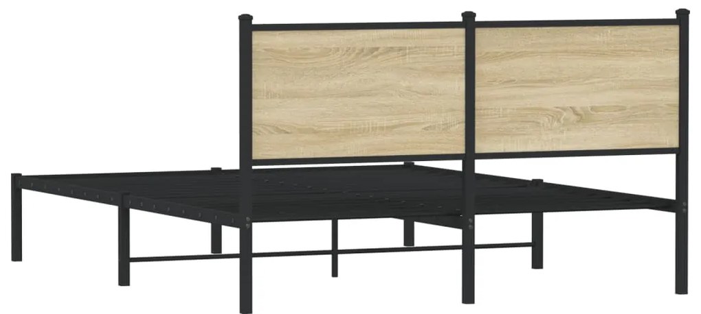Estrutura de cama sem colchão 150x200cm metal carvalho sonoma